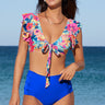 Two-Tone Flutter Sleeve Two-Piece Swimsuit - The Fashion Unicorn
