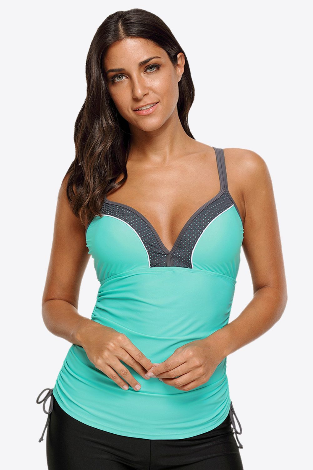 Contrast Sweetheart Neck Swim Cami - The Fashion Unicorn