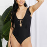 Marina West Swim Seashell Ruffle Sleeve One-Piece in Black - The Fashion Unicorn
