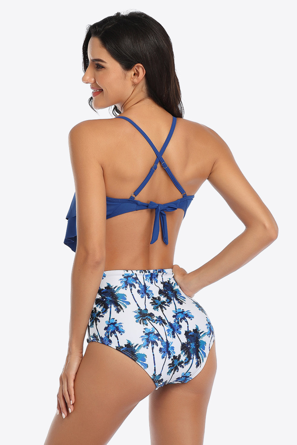 Botanical Print Ruffled Two-Piece Swimsuit - The Fashion Unicorn