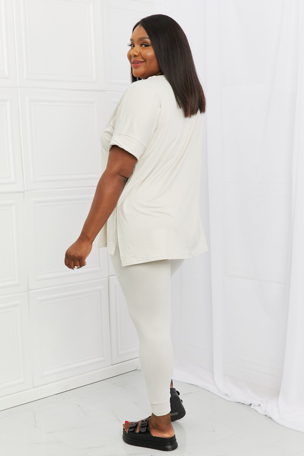Zenana Self Love Full Size Brushed DTY Microfiber Lounge Set in Bone - The Fashion Unicorn