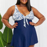 Marina West Swim Full Size Sail With Me V-Neck Swim Dress in Paisley Navy - The Fashion Unicorn